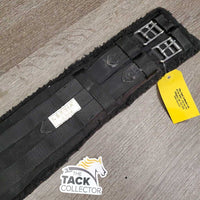 Cotton Web Fleece Lined Dressage Girth, 2x els, D ring *gc/fair, hairy, v.dirty, film, clumpy, flattened