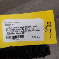 Cotton Web Fleece Lined Dressage Girth, 2x els, D ring *gc/fair, hairy, v.dirty, film, clumpy, flattened