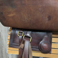14 MW *5.5" F. Barrena & Hijus SRL Peruvian Saddle: Wood Stirrups, Latigo, Cinch, 2 Pads: Leather & Woven, Crupper, Tail Cover & Straps