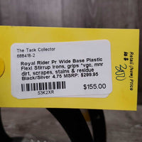 Pr Wide Base Plastic Flexi Stirrup Irons, grips *vgc, mnr dirt, scrapes, stains & residue