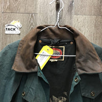 Full Length Oilskin Slicker - Coat - Jacket, detach hood *gc, dirt, residue, stains, older, smells, discolored