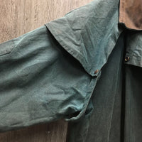 Full Length Oilskin Slicker - Coat - Jacket, detach hood *gc, dirt, residue, stains, older, smells, discolored