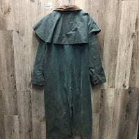 Full Length Oilskin Slicker - Coat - Jacket, detach hood *gc, dirt, residue, stains, older, smells, discolored