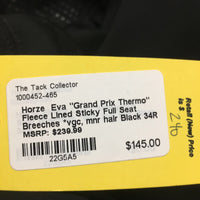 "Grand Prix Thermo" Fleece Lined Sticky Full Seat Breeches *vgc/xc, mnr hair