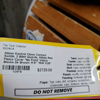 17.5" *MW 5.25" Albion Close Contact Saddle, 2 Billet Guards, Albion Red Fleece Cover, Wool Flocking, Front & Rear Gusset Panels, Med Back Blocks, Flaps: 13.5"L x 13"W Serial #: W 17 1/2 95760
