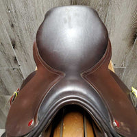 17.5" *MW 5.25" Albion Close Contact Saddle, 2 Billet Guards, Albion Red Fleece Cover, Wool Flocking, Front & Rear Gusset Panels, Med Back Blocks, Flaps: 13.5"L x 13"W Serial #: W 17 1/2 95760