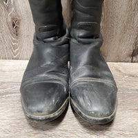 Pr Dress Boots, zips, Black Ariat Forms *gc/fair, edges: holes, rubs, splits, spltting teeth, slice, dirty, undone seam