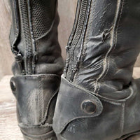 Pr Dress Boots, zips, Black Ariat Forms *gc/fair, edges: holes, rubs, splits, spltting teeth, slice, dirty, undone seam