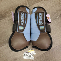 Open Front & Hind Boots, velcro *gc, clean & dirty, scrapes, stains, curled edges