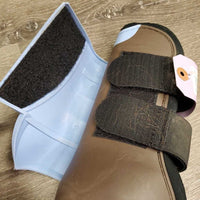 Open Front & Hind Boots, velcro *gc, clean & dirty, scrapes, stains, curled edges