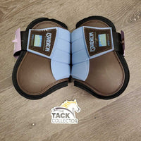 Open Front & Hind Boots, velcro *gc, clean & dirty, scrapes, stains, curled edges