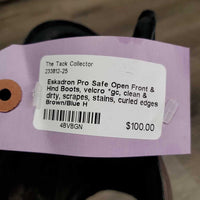 Open Front & Hind Boots, velcro *gc, clean & dirty, scrapes, stains, curled edges