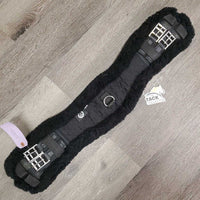 Cotton Quilt & Sheepskin Short Girth, 2x els, Center D Ring *gc/vgc, clean, discolored, stiff, hair