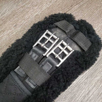 Cotton Quilt & Sheepskin Short Girth, 2x els, Center D Ring *gc/vgc, clean, discolored, stiff, hair