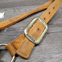 Thick Nylon Halter, snap, adj *gc, v.dirty, faded, stains, edge rubs & frays, thread