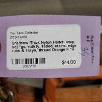 Thick Nylon Halter, snap, adj *gc, v.dirty, faded, stains, edge rubs & frays, thread