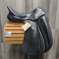19" *5" MW Zaldi San Jorge Plana Dressage Saddle, Navy Zaldi Cotton Cover, Wool Flocking, Lg Exterior Front Blocks, Rear Gusset Panels, Flaps: 18"L x 11"W, Serial #: 922596 19" 32