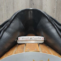 19" *5" MW Zaldi San Jorge Plana Dressage Saddle, Navy Zaldi Cotton Cover, Wool Flocking, Lg Exterior Front Blocks, Rear Gusset Panels, Flaps: 18"L x 11"W, Serial #: 922596 19" 32