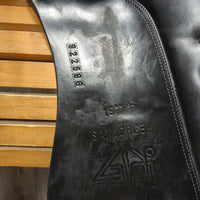 19" *5" MW Zaldi San Jorge Plana Dressage Saddle, Navy Zaldi Cotton Cover, Wool Flocking, Lg Exterior Front Blocks, Rear Gusset Panels, Flaps: 18"L x 11"W, Serial #: 922596 19" 32