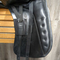 19" *5" MW Zaldi San Jorge Plana Dressage Saddle, Navy Zaldi Cotton Cover, Wool Flocking, Lg Exterior Front Blocks, Rear Gusset Panels, Flaps: 18"L x 11"W, Serial #: 922596 19" 32