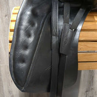 19" *5" MW Zaldi San Jorge Plana Dressage Saddle, Navy Zaldi Cotton Cover, Wool Flocking, Lg Exterior Front Blocks, Rear Gusset Panels, Flaps: 18"L x 11"W, Serial #: 922596 19" 32