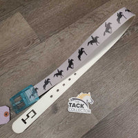 "Jumping Horses" Soft TPE Plastic Belt, Buckle *gc, rubs, stains, scratches, shortened