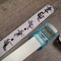 "Jumping Horses" Soft TPE Plastic Belt, Buckle *gc, rubs, stains, scratches, shortened