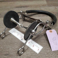 Jointed Hollow Mouth Hackabit, leather chin strap, Bit Guards *vgc, clean & dirty, scratches