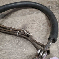 Jointed Hollow Mouth Hackabit, leather chin strap, Bit Guards *vgc, clean & dirty, scratches