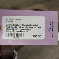 Jointed Hollow Mouth Hackabit, leather chin strap, Bit Guards *vgc, clean & dirty, scratches