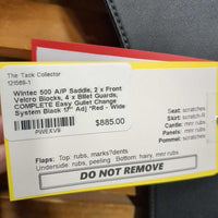 17" Adj *Red - Wide In, Wintec 500 A/P Saddle, 2x Front Velcro Blocks, 4x Billet Guards, COMPLETE Easy Gullet Change System, CAIR Panels, Front & Rear Gusset Panels, Flaps: 15.5"L x 13.5"W Serial #: W 17 07 0064-43 AP 17"