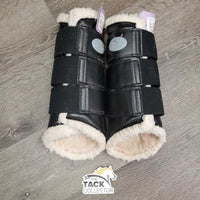 Pr Fleece Lined Closed Hind Boots, velcro *gc, clean, stains, clumpy, mnr pilly edges, rubs
