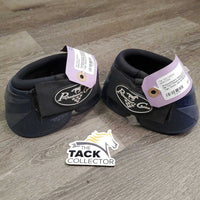 Pr No Turn Plastic Bell Boots, velcro *vgc, marks, mnr dirt