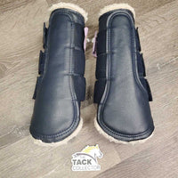 Pr Closed Boots, Wool Fleece, velcro *vgc/gc, clean, mnr hair, thin edges, clumpy & stains?