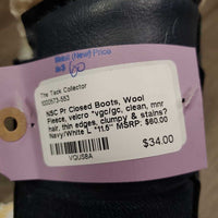 Pr Closed Boots, Wool Fleece, velcro *vgc/gc, clean, mnr hair, thin edges, clumpy & stains?