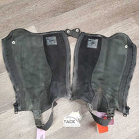 Pr Leather Half Chaps, Back Zips *gc, dirty, rubs, faded, stretched