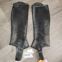 Pr Leather Half Chaps, Back Zips *gc, dirty, rubs, faded, stretched