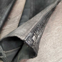 Pr Leather Half Chaps, Back Zips *gc, dirty, rubs, faded, stretched