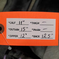 Pr Leather Half Chaps, Back Zips *gc, dirty, rubs, faded, stretched