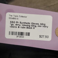 Pr Synthetic Gloves, bling *gc, dirty, missing bling, mnr hairy velcro & rubs