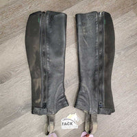 Pr Leather Half Chaps *gc/fair, hair, dirt, stains, marks, stretched, rubs, holes, marker