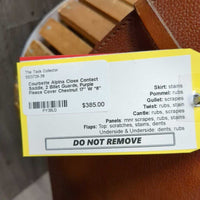 17" W *6" Courbette Close Contact Saddle, 2 Billet Guards, Purple Fleece Cover, Foam Panels, Med Front Pencil Rolls, Rear Gusset Panels, Flaps: 14"L x 13"W Serial #: 901975