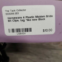 4 Plastic Micklem Bridle Bit Clips. tag *like new