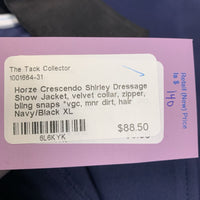 Dressage Show Jacket, velvet collar, zipper, bling snaps *vgc, mnr dirt, hair