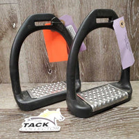 Plastic Flexi Stirrup Irons, Cheese Grater Grips *vgc, mnr dirt, film, scuffs & scratches