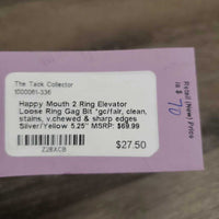 2 Ring Elevator Loose Ring Gag Bit *gc/fair, clean, stains, v.chewed & sharp edges