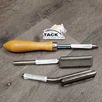 Dental Float Kit: 1 Wood Handle, 2x Heads, 2x Rasps/Files, box *like new, older