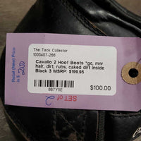 2 Hoof Boots *gc, mnr hair, dirt, rubs, caked dirt inside