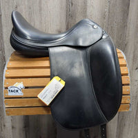 17" *XW 6" Prestige D1 Engelke Dressage Saddle, Navy Prestige Cotton Cover, Wool Flocking, Shoulder Relief Panels, Lg Front Blocks, Flaps: 16"L x 12"W, Serial #: 17M 3840611 LZ1