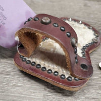 Leather & Cowhair Show Comb Holder, bling *xc/like new, mnr loose hair & dust